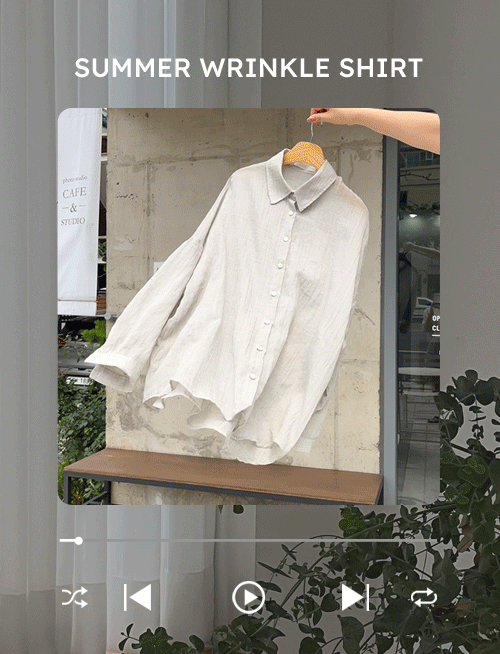 슬릭 오버핏 링클셔츠-3color,구김없이 내츄럴한 무드-가볍고 부드러운 촉감-아우터 또는 단독으로 다양한 연출