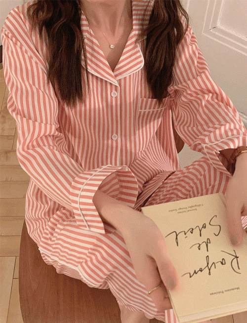 베아 스트라이프 잠옷세트 -3color, 홈웨어룩:)