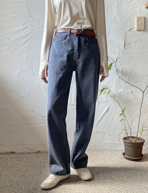 리카 하이컬러 배기팬츠_S,M,L-워싱된 멋진 블루네이비컬러-슬림와이드하게 입는 면바지-[네이비-M],[네이비-L]