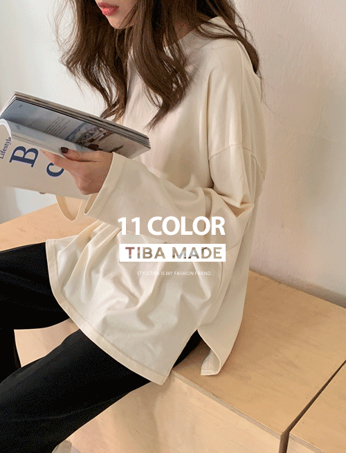 포크 루즈핏 트임 티셔츠-11color, s/s필수 기본템-색감 하나하나 너무 예뻐+_+