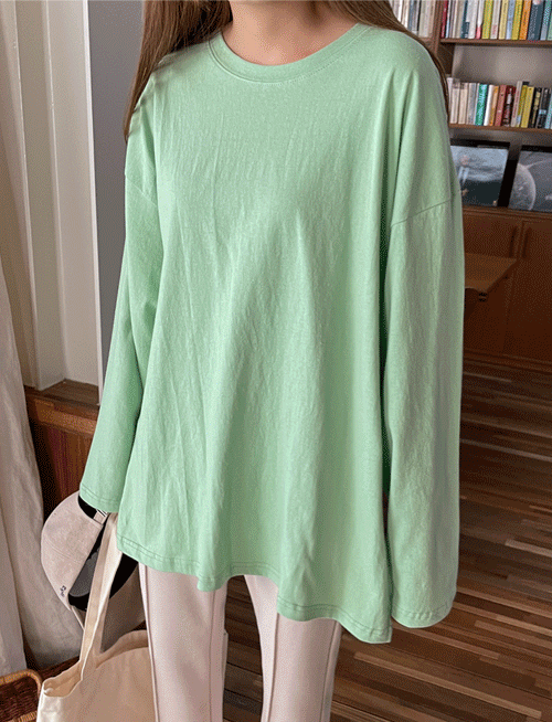 바이렌 트임 긴팔티셔츠-8color,남녀공용-여리여리 오버핏-편하게 입는 긴팔티셔츠