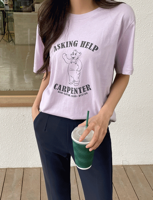 플링 베어 반팔티셔츠-4color, 베어나염,레터링-부드러운 텍스쳐의 기본티
